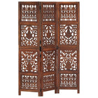 Room divider 3 panels hand-carved 120x165 cm mango wood brown