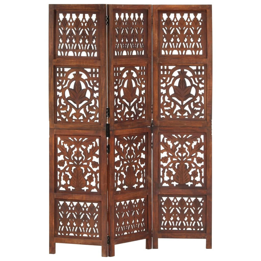 Kamerscherm Panelen Handgesneden 120X165 Cm Mangohout 3 Bruin