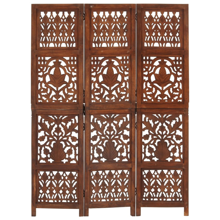 Kamerscherm Panelen Handgesneden 120X165 Cm Mangohout 3 Bruin