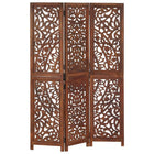 Room divider 3 panels hand-carved 120x165 cm mango wood brown
