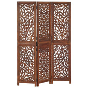 Room divider 3 panels hand-carved 120x165 cm mango wood brown