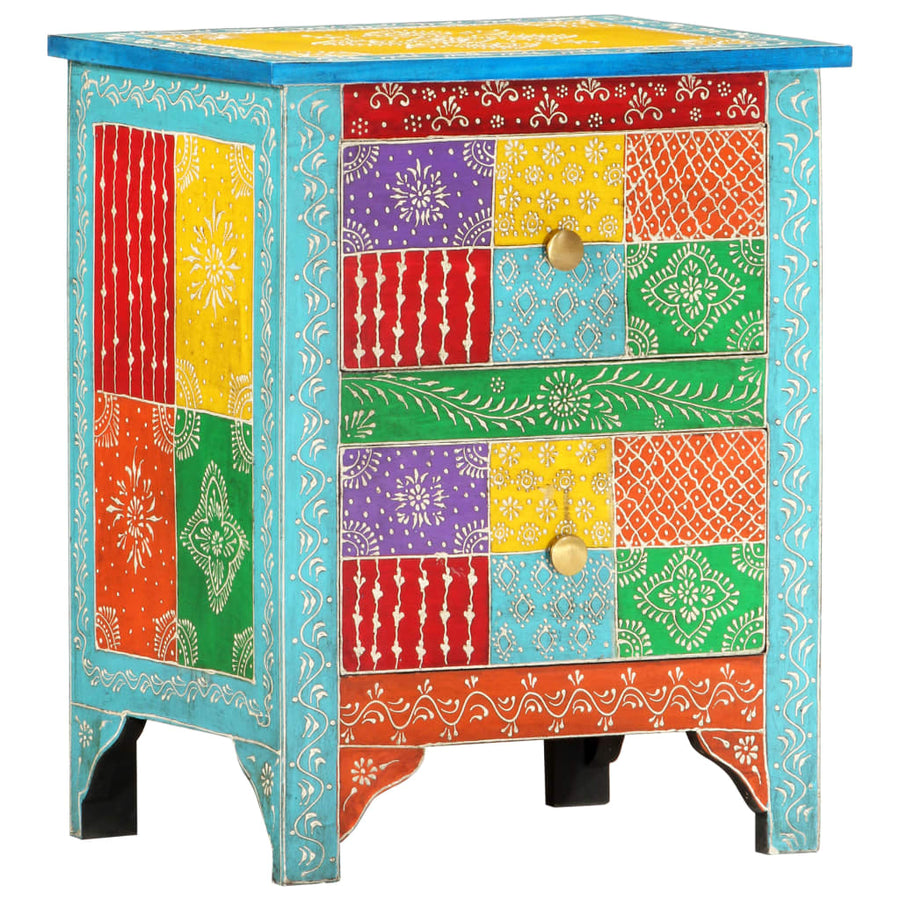 Nachtkastje Handgeschilderd 40X30X50 Cm Massief Mangohout Blauw