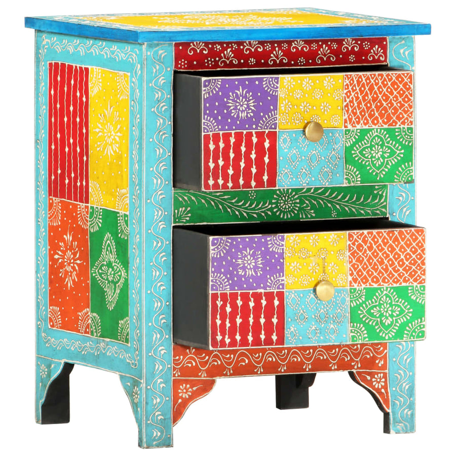 Nachtkastje Handgeschilderd 40X30X50 Cm Massief Mangohout Blauw