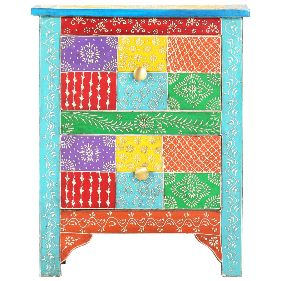 Nachtkastje Handgeschilderd 40X30X50 Cm Massief Mangohout Blauw