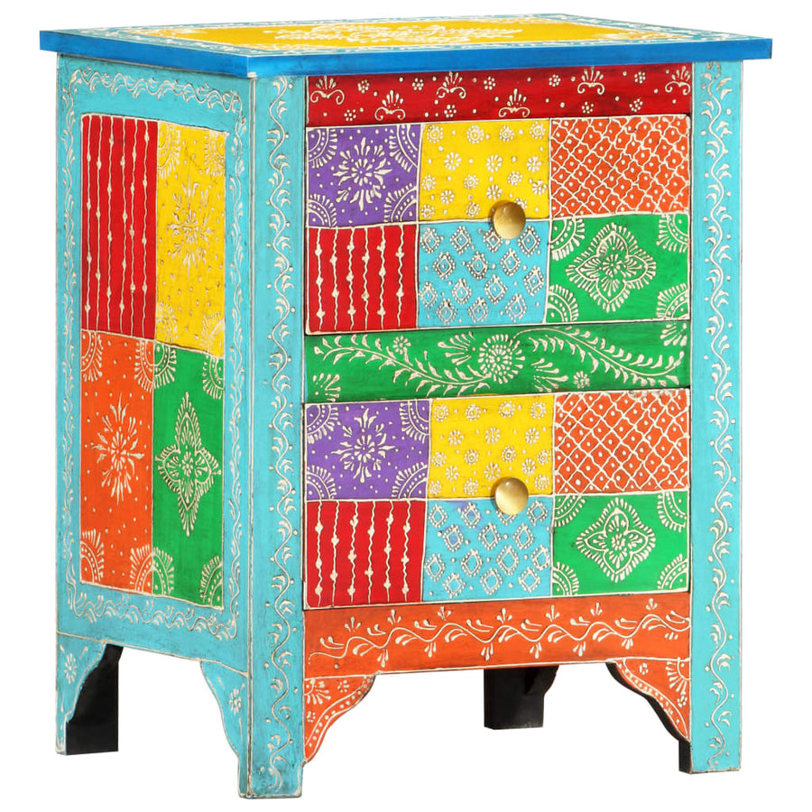 Nachtkastje Handgeschilderd 40X30X50 Cm Massief Mangohout Blauw