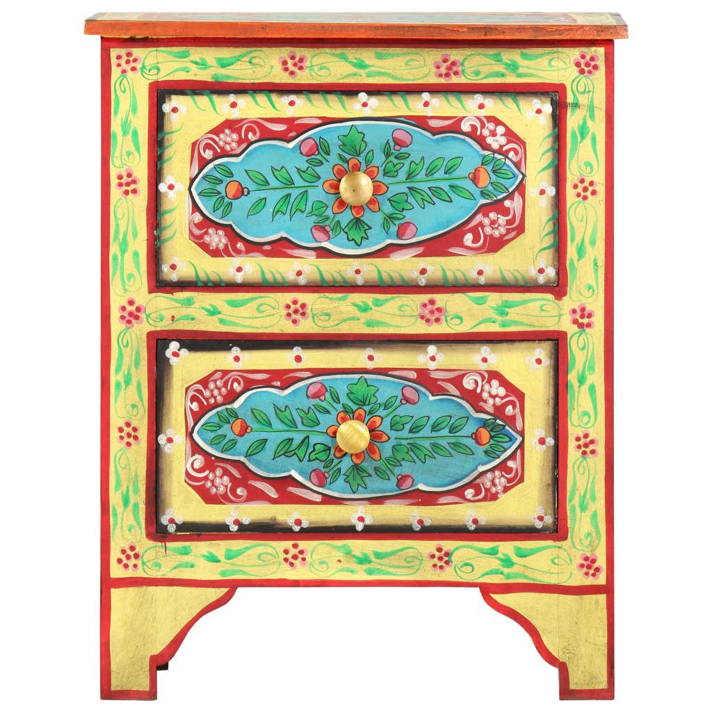 Nachtkastje Handgeschilderd 40X30X50 Cm Massief Mangohout Limoengroen