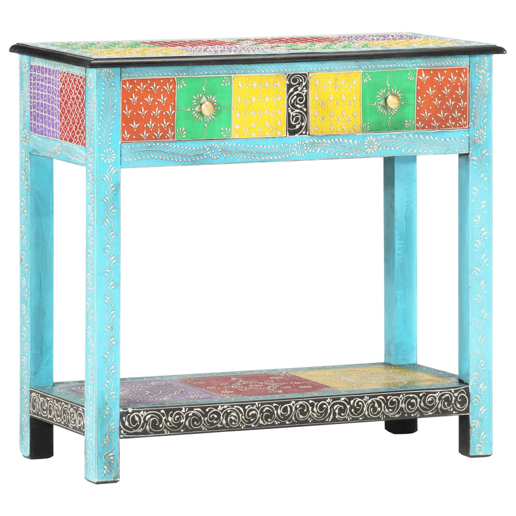 Wandtafel Handgeschilderd 80X35X75 Cm Massief Mangohout Blauw