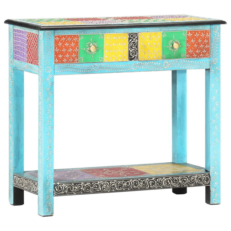Wandtafel Handgeschilderd 80X35X75 Cm Massief Mangohout Blauw