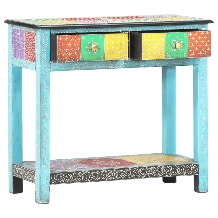 Wandtafel Handgeschilderd 80X35X75 Cm Massief Mangohout Blauw