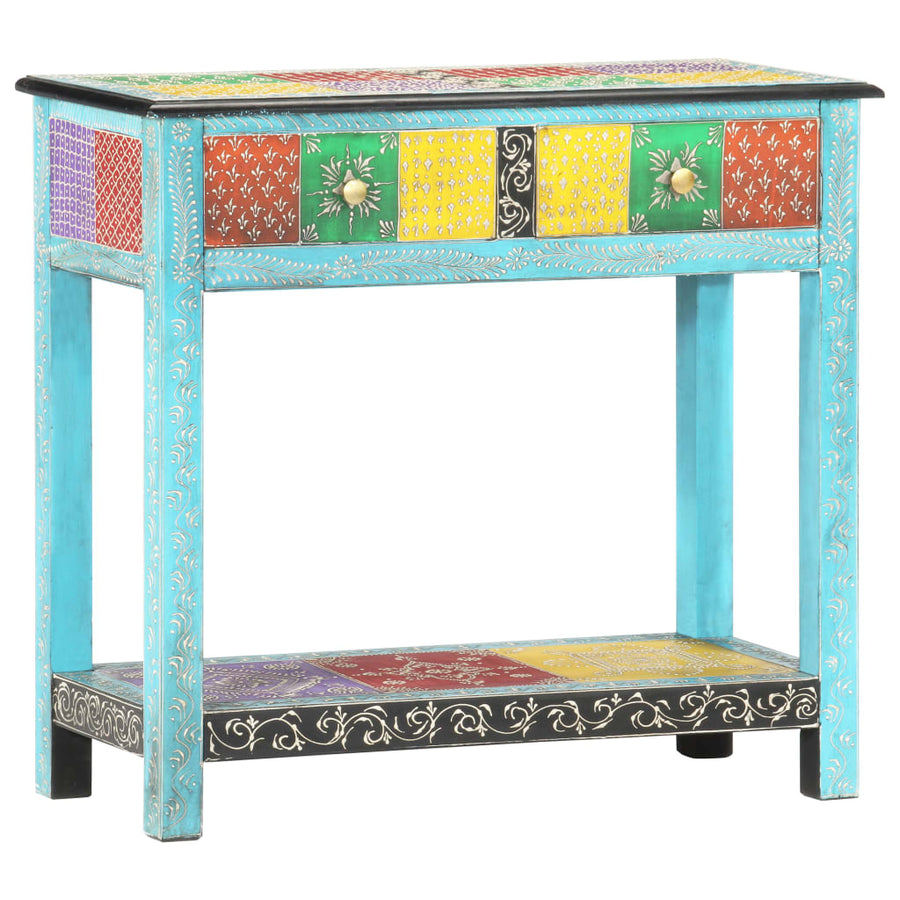 Wandtafel Handgeschilderd 80X35X75 Cm Massief Mangohout Blauw