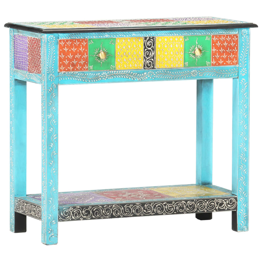 Wandtafel Handgeschilderd 80X35X75 Cm Massief Mangohout Blauw