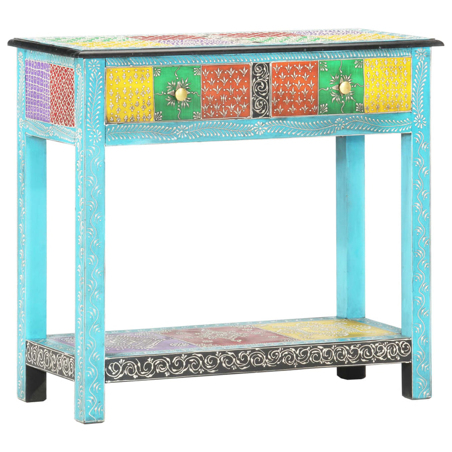 Wandtafel Handgeschilderd 80X35X75 Cm Massief Mangohout Blauw