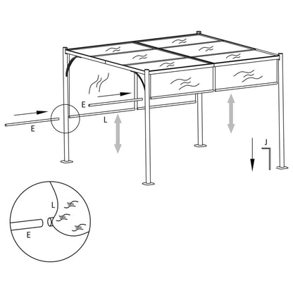 Pergola Met Verstelbaar Dak 3X3 M Staal Crèmewit