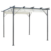 Pergola 3x3 m staal crémewit uitschuifbaar dak