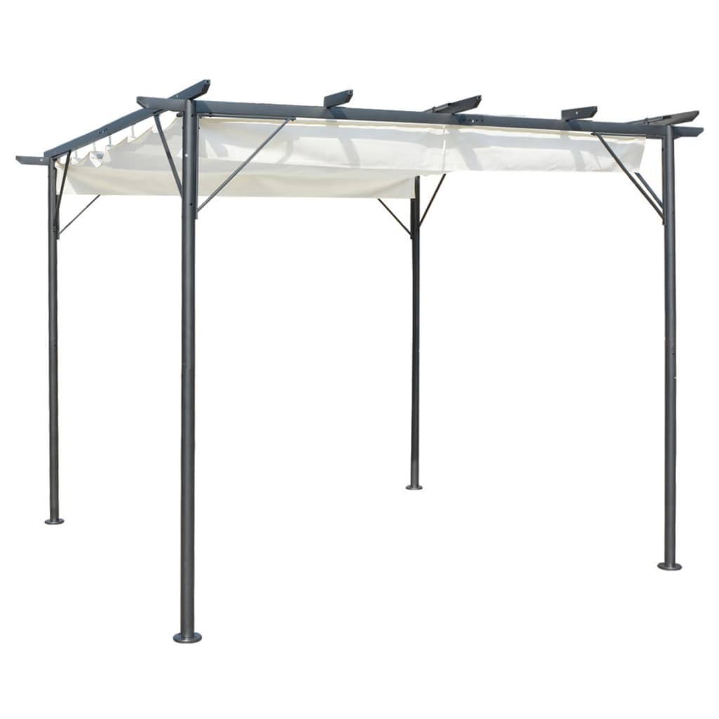 Pergola Met Uitschuifbaar Dak 3X3 M Staal Crémewit Crème