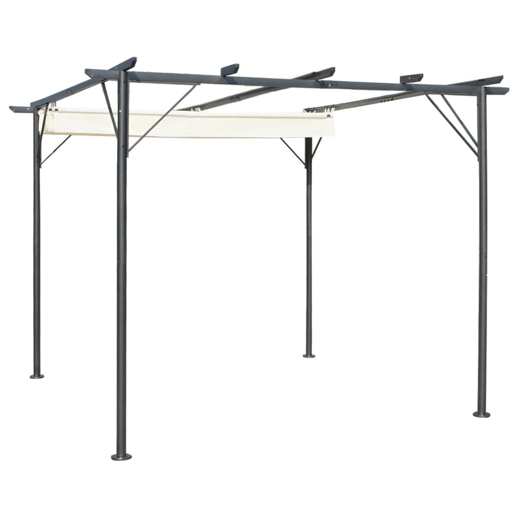 Pergola Met Uitschuifbaar Dak 3X3 M Staal Crémewit Crème