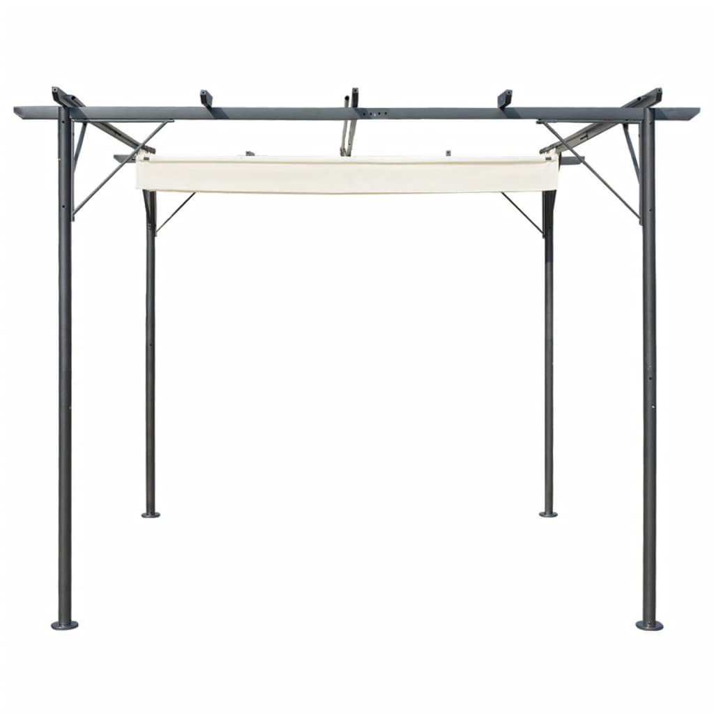 Pergola Met Uitschuifbaar Dak 3X3 M Staal Crémewit Crème
