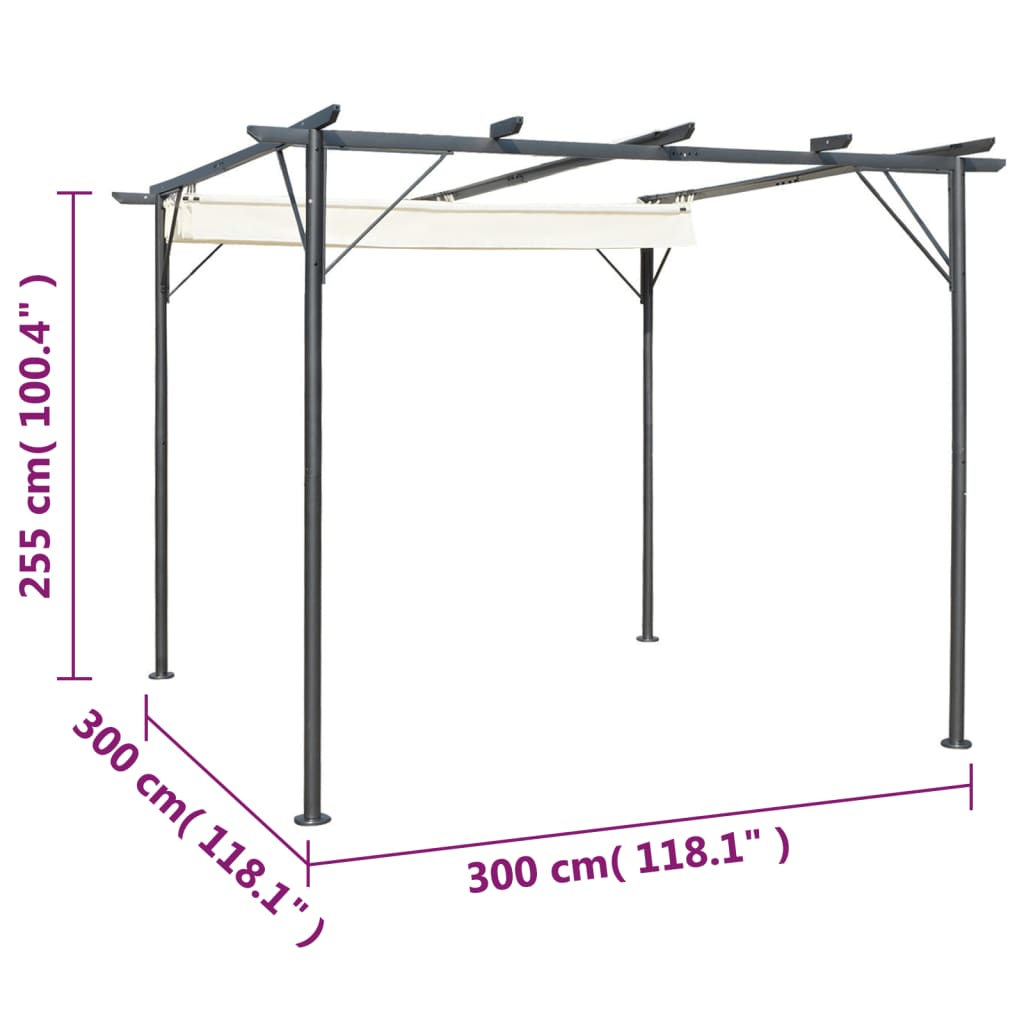 Pergola Met Uitschuifbaar Dak 3X3 M Staal Crémewit Crème