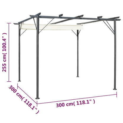 Pergola Met Uitschuifbaar Dak 3X3 M Staal Crémewit Crème