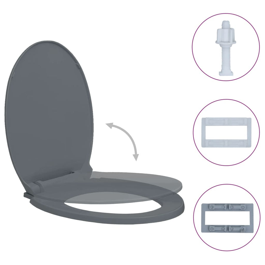 Toiletbril soft-close ovaal grijs Grijs Nee