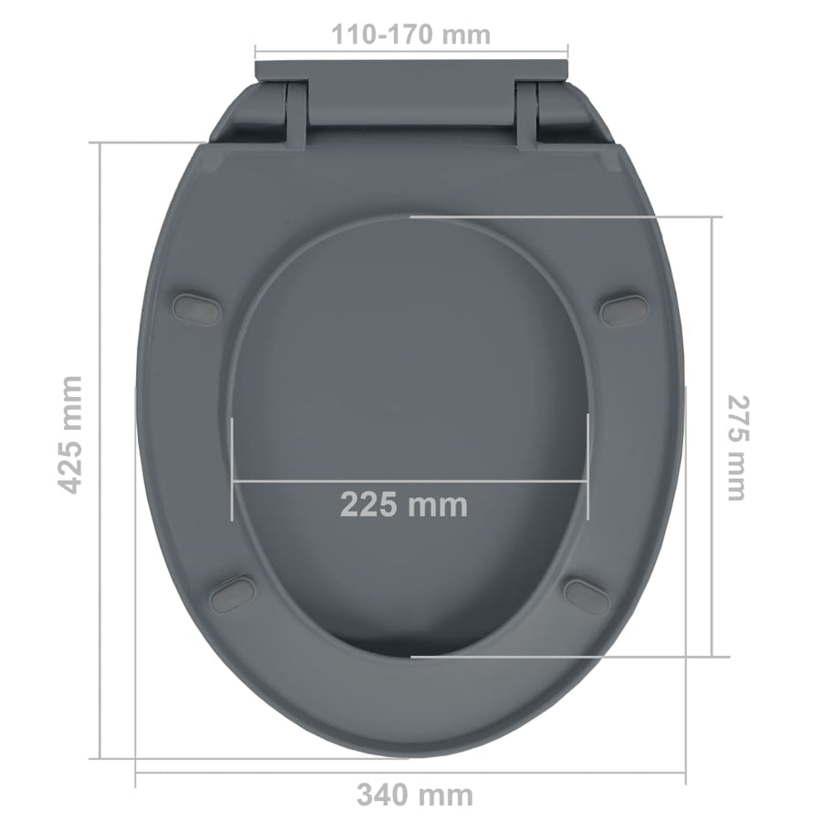 Toiletbril soft-close ovaal grijs Grijs Nee
