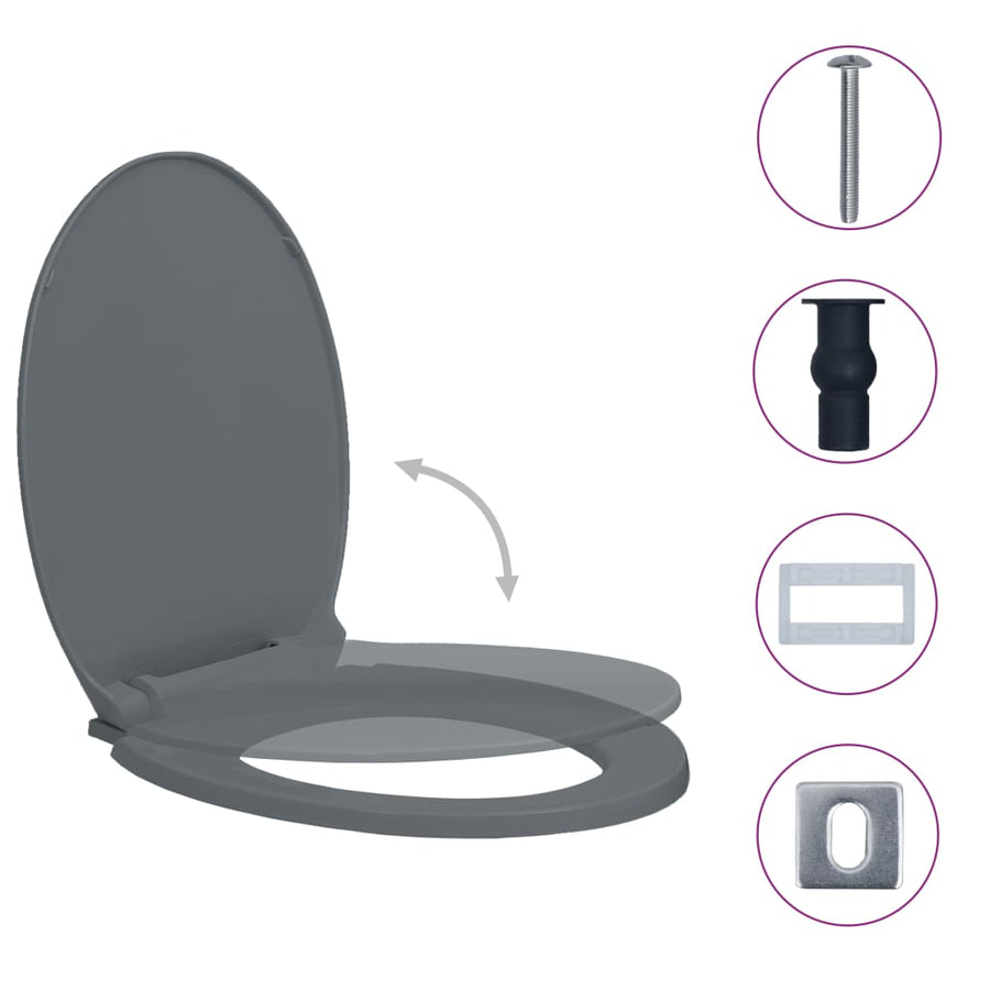 Toiletbril soft-close en quick-release ovaal grijs Grijs Ja