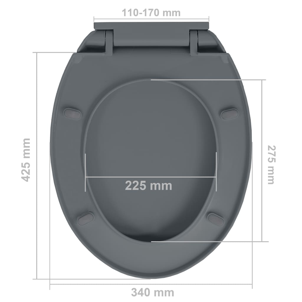 Toiletbril soft-close en quick-release ovaal grijs Grijs Ja