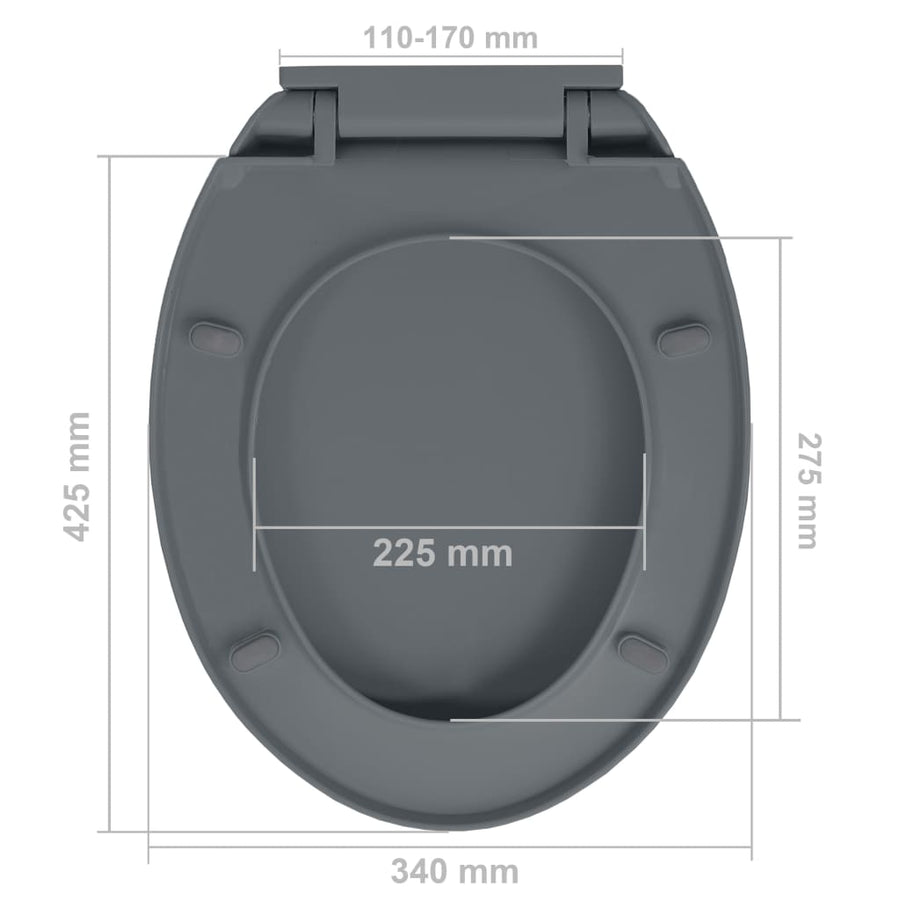 Toiletbril soft-close en quick-release ovaal grijs Grijs Ja