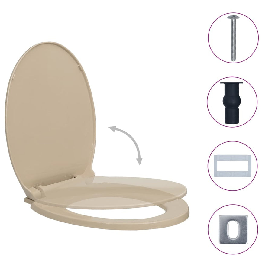 Toiletbril soft-close en quick-release ovaal beige Beige Ja