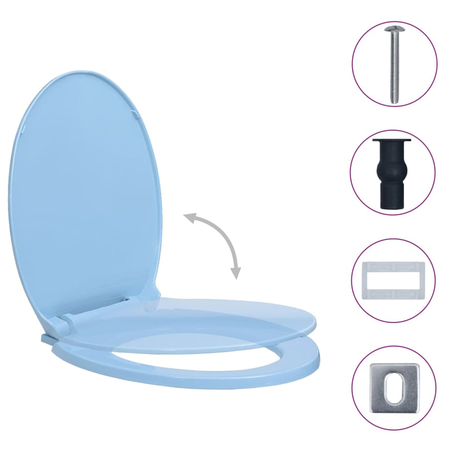 Toiletbril soft-close en quick-release ovaal blauw Blauw Ja