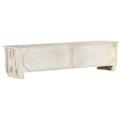 Tv-Meubel 140X30X35 Cm Massief Mangohout Wit Wit