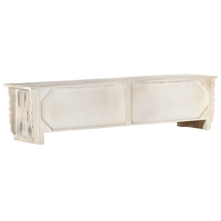 Tv-Meubel 140X30X35 Cm Massief Mangohout Wit Wit