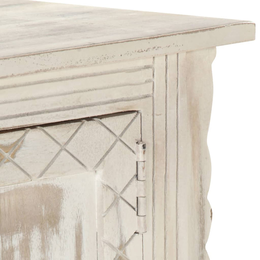 Tv-Meubel 140X30X35 Cm Massief Mangohout Wit Wit