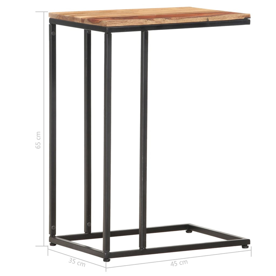 Bijzettafel 35X45X65 Cm Massief Sheeshamhout light wood and black massief sheesham hout