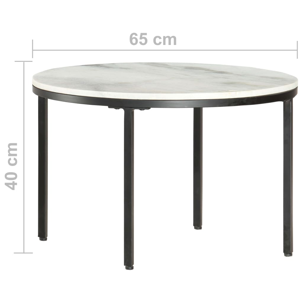 Salontafel Ø65 Cm Echt Massief Marmer Wit En Zwart Ø 65 cm
