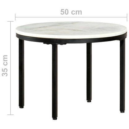 Salontafel Ø50 Cm Echt Massief Marmer Wit En Zwart Ø 50 cm