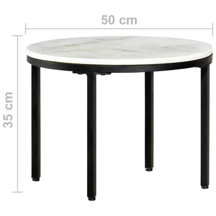 Salontafel Ø50 Cm Echt Massief Marmer Wit En Zwart Ø 50 cm