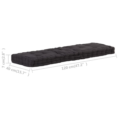 Palletvloerkussen Katoen 120 x 40 x 7 cm Zwart