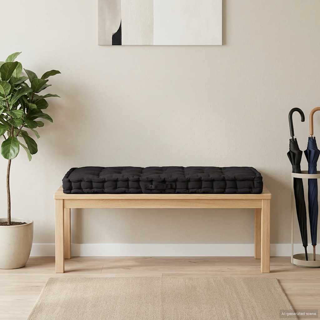 Palletvloerkussen 120x80x10 cm katoen zwart
