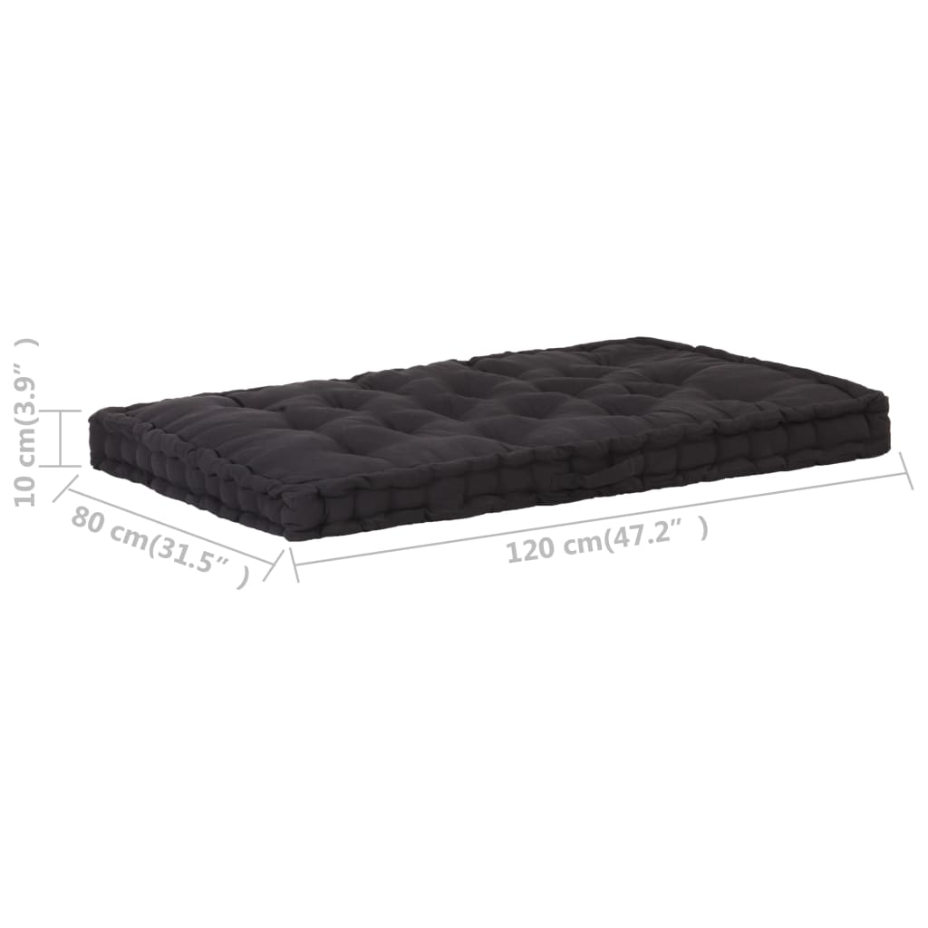 Palletvloerkussen 120x80x10 cm katoen zwart