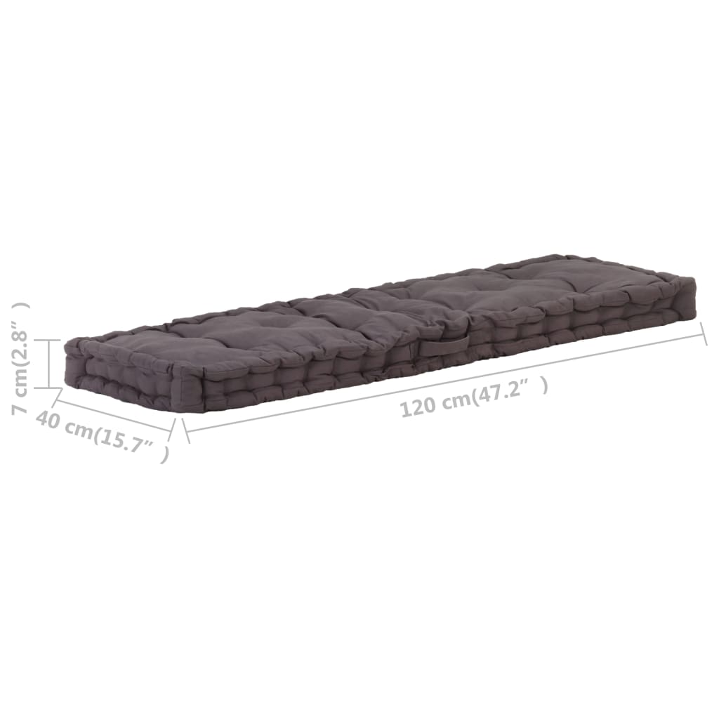 Palletvloerkussen Katoen 120 x 40 x 7 cm Antraciet