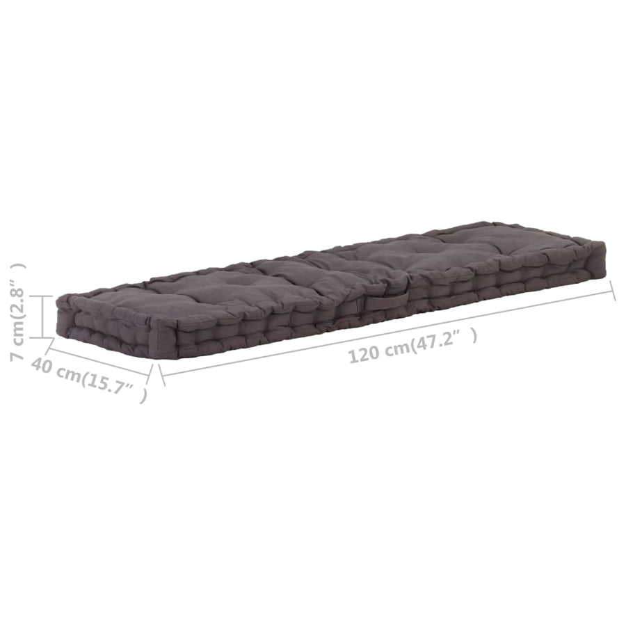 Palletvloerkussen Katoen 120 x 40 x 7 cm Antraciet