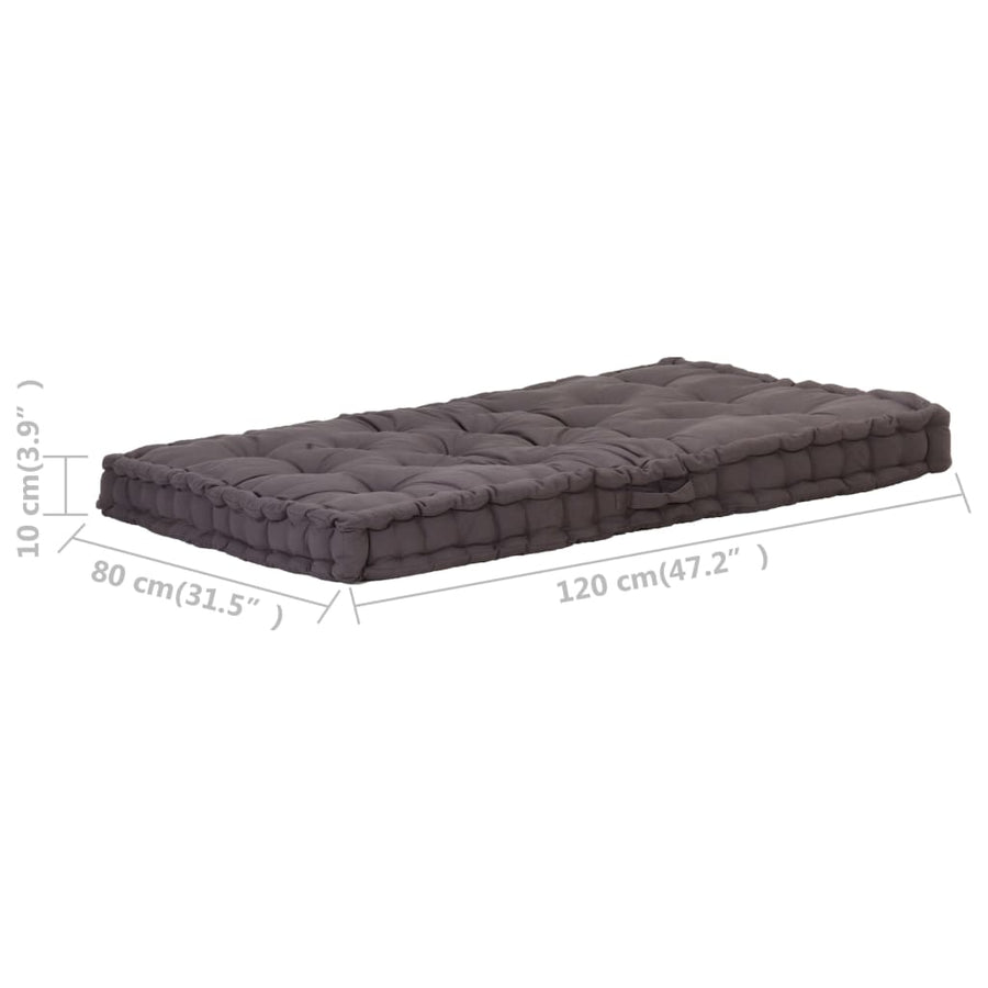 Palletvloerkussen Katoen 120 x 80 x 10 cm Antraciet
