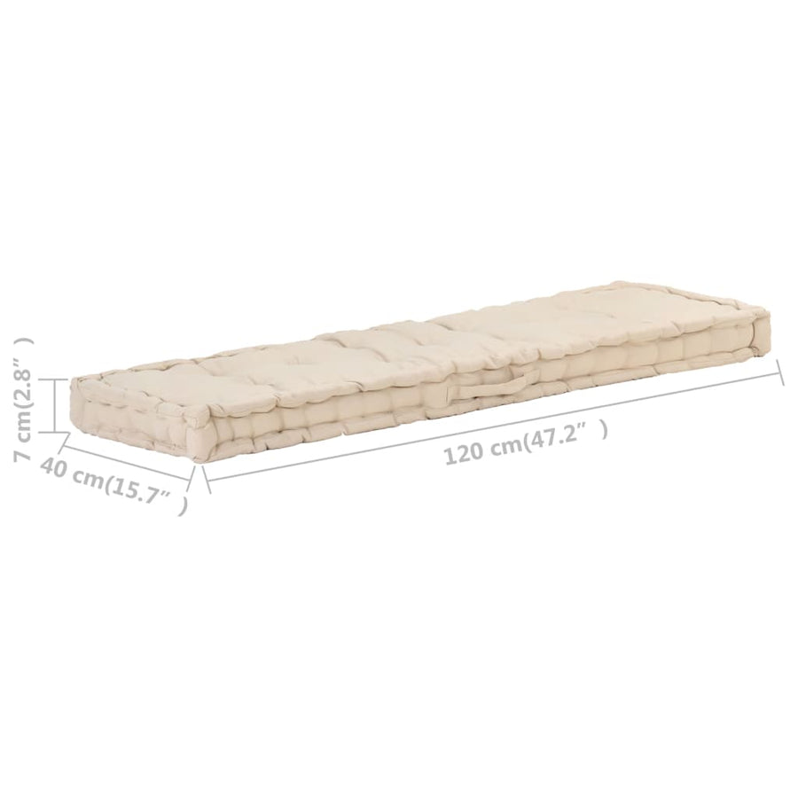 Palletvloerkussen 120X40X7 Cm Katoen Beige 120 x 40 x 7 cm