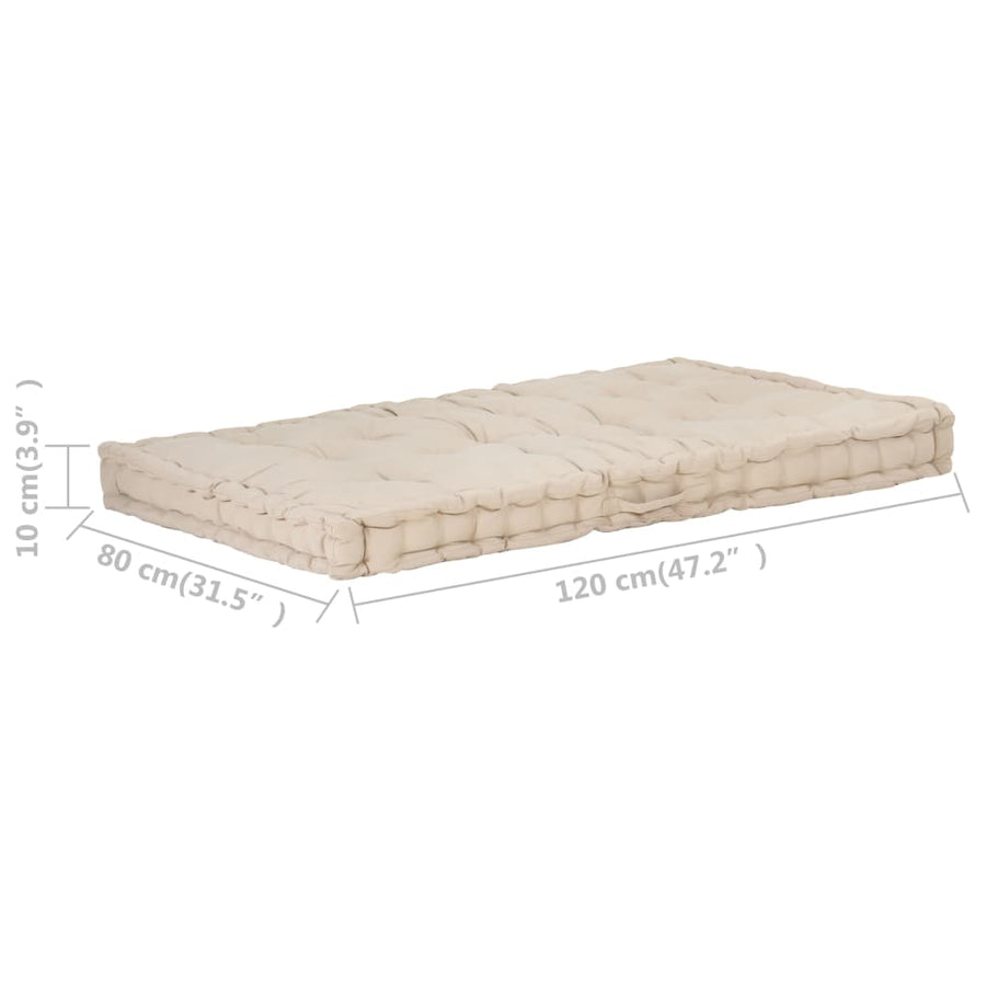 Palletvloerkussen Katoen 120 x 80 x 10 cm Beige
