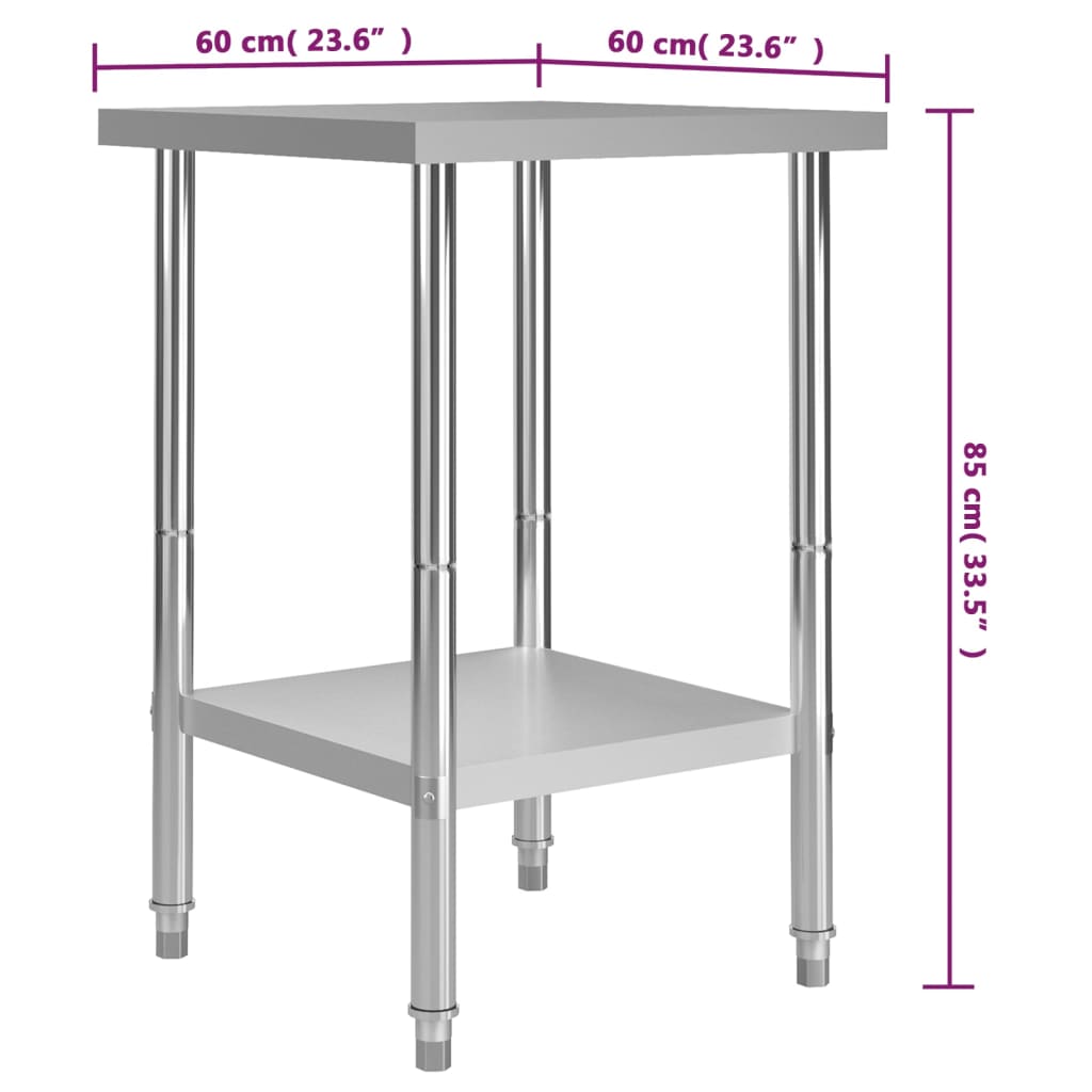 Keukenwerktafel Roestvrij Staal 60 x 60 x 85 cm