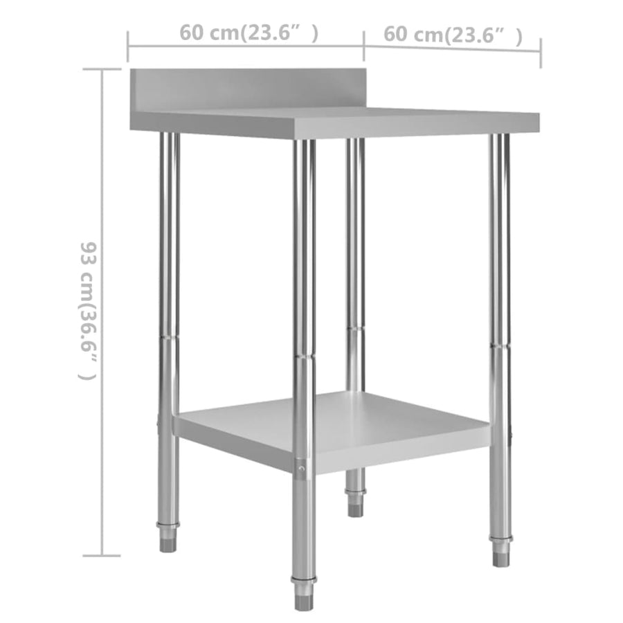 Keukenwerktafel Met Spatscherm Roestvrij Staal 60 x 60 x 93 cm