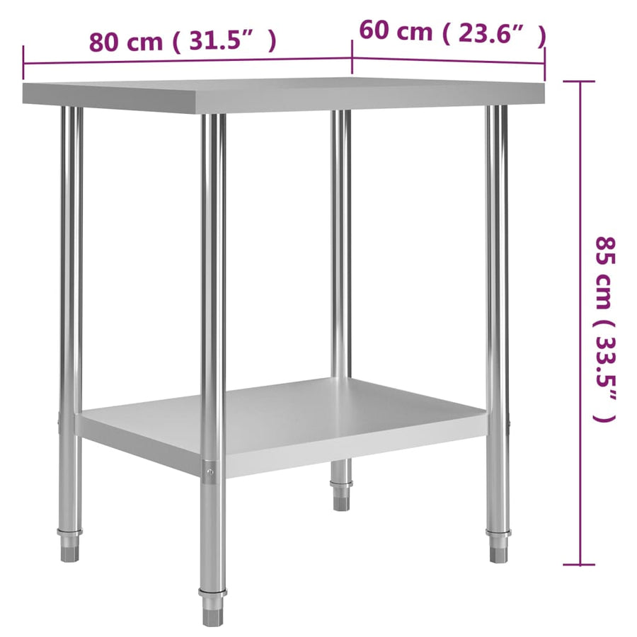 Keukenwerktafel Roestvrij Staal 80 x 60 x 85 cm