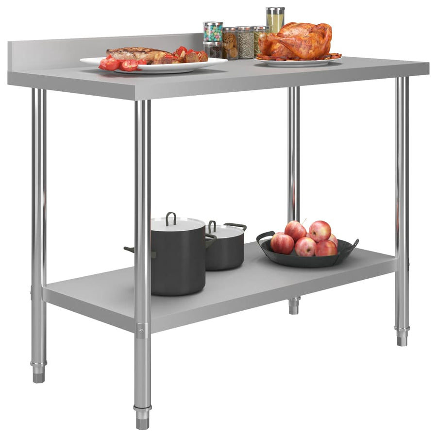 Keukenwerktafel Met Spatscherm Roestvrij Staal 120 x 60 x 93 cm