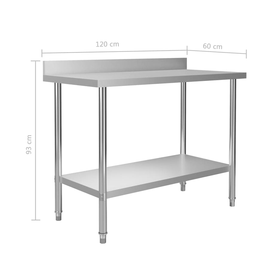 Keukenwerktafel Met Spatscherm Roestvrij Staal 120 x 60 x 93 cm